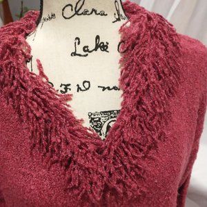 Dark Fuchsia  fringed cardigan  M/L